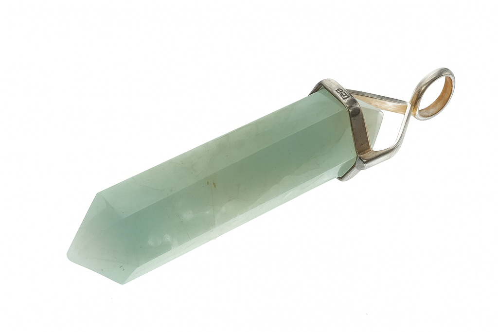 Crystal Aquamarine Double Terminated Point Sterling Silver Pendant