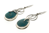 Turquoise Leaf Framed Sterling Silver Earrings