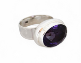 Amethyst Oval Sterling Silver Ring