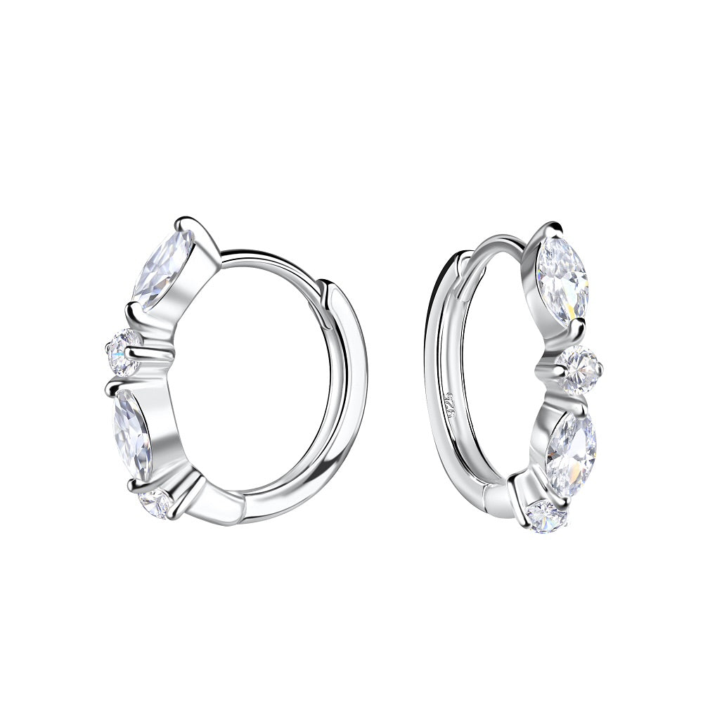 Silver Cubic Zirconia Huggie Earring
