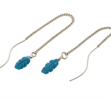 Threader Turquoise Feather Chain Sterling Silver Earring