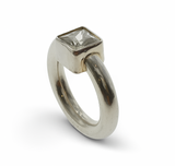 Cubic Zirconia Rounded Sterling Silver Band