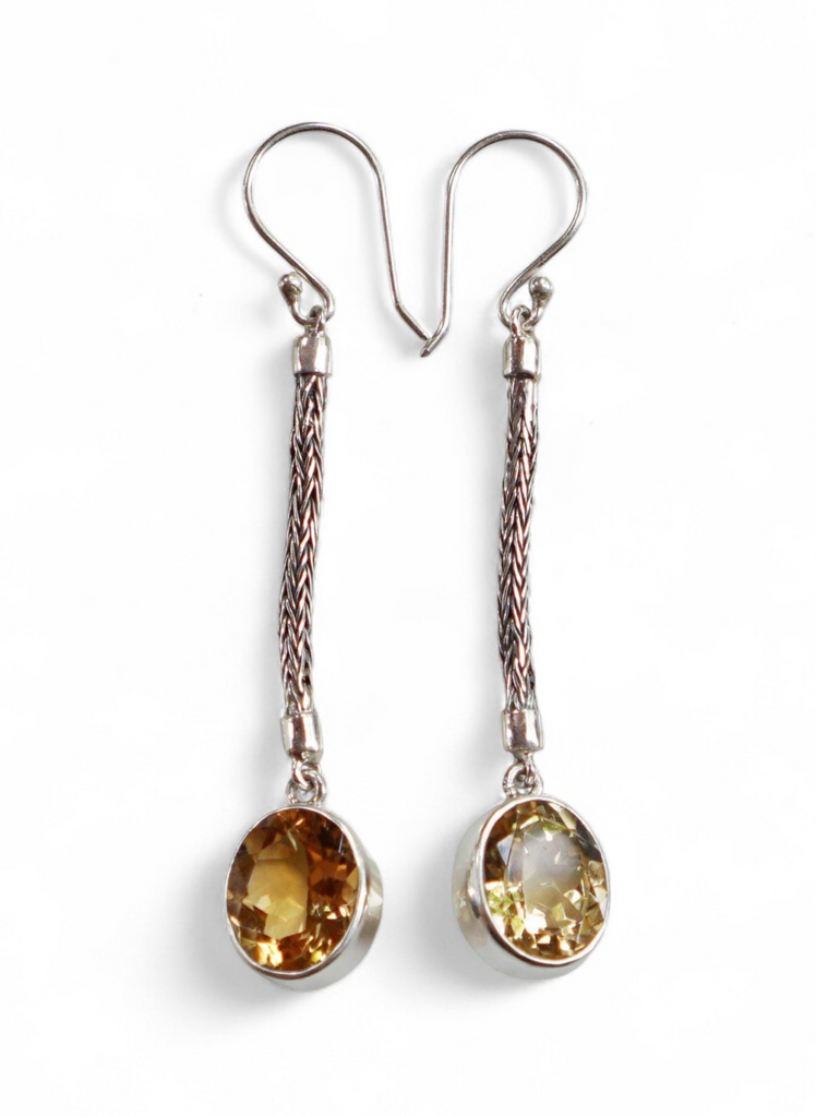 Citrine Balinese Drop Sterling Silver Earrings