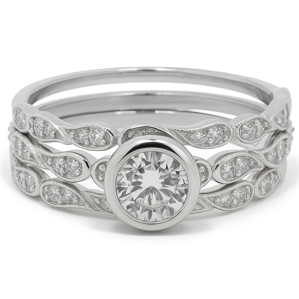 Cubic Zirconia Stacking .925 Sterling Silver Ring