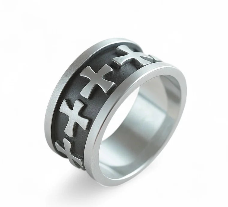 Oxidised 925 Sterling Silver Cross Ring