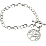 Chain link tree of life sterling silver bracelet
