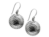 Oxidized Dimpled Textured Circle Disc Drop Earrings