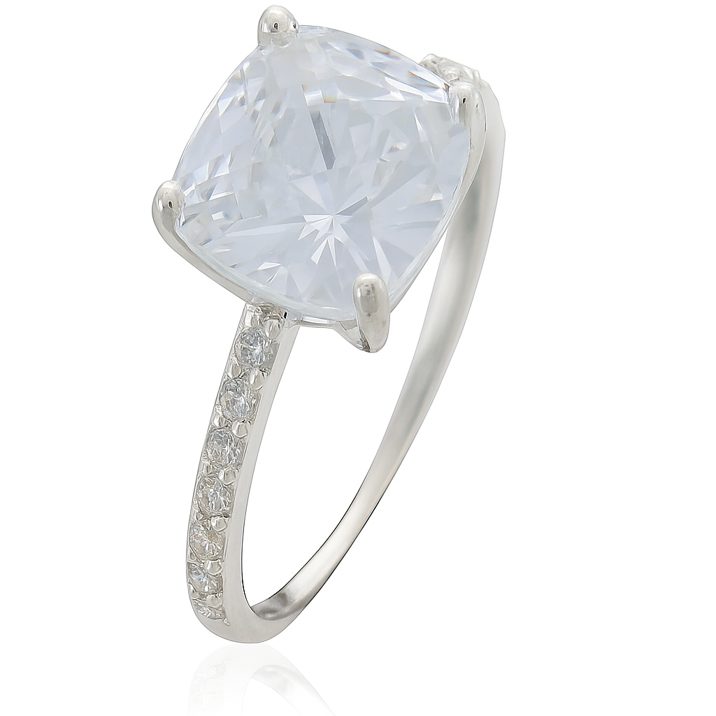 Cubic Zirconia Sterling Silver Stackable Ring