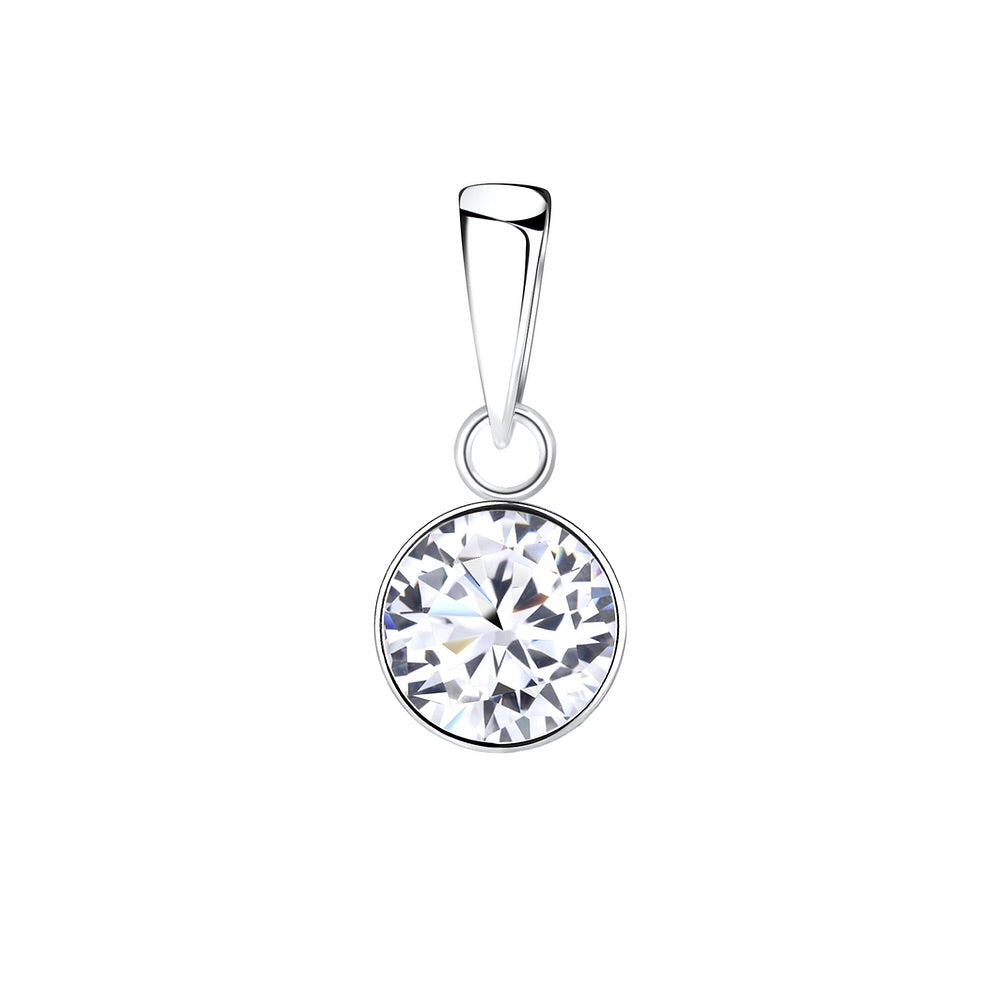 Silver 7mm Round Cubic Zirconia Pendant