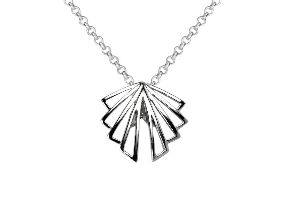 A Sterling Silver Art Deco Openwork Fan Necklace