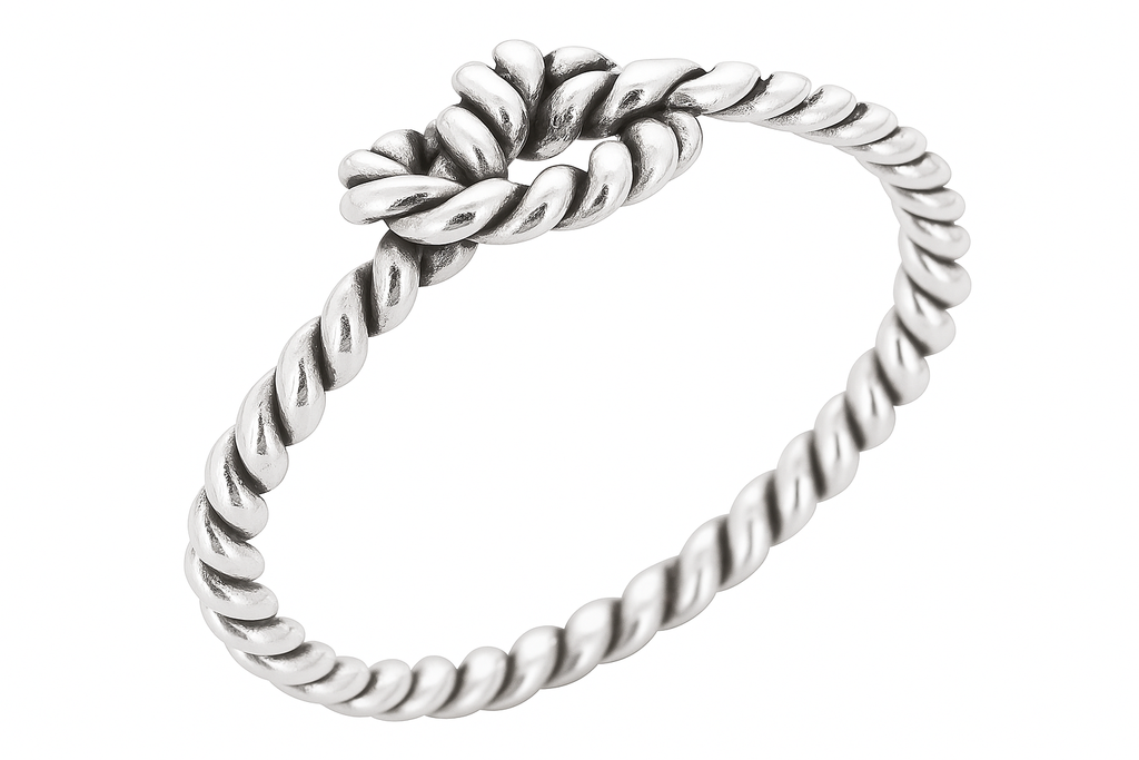 Sterling Silver Plaited Knot Ring - Handcrafted 925 Silver Band