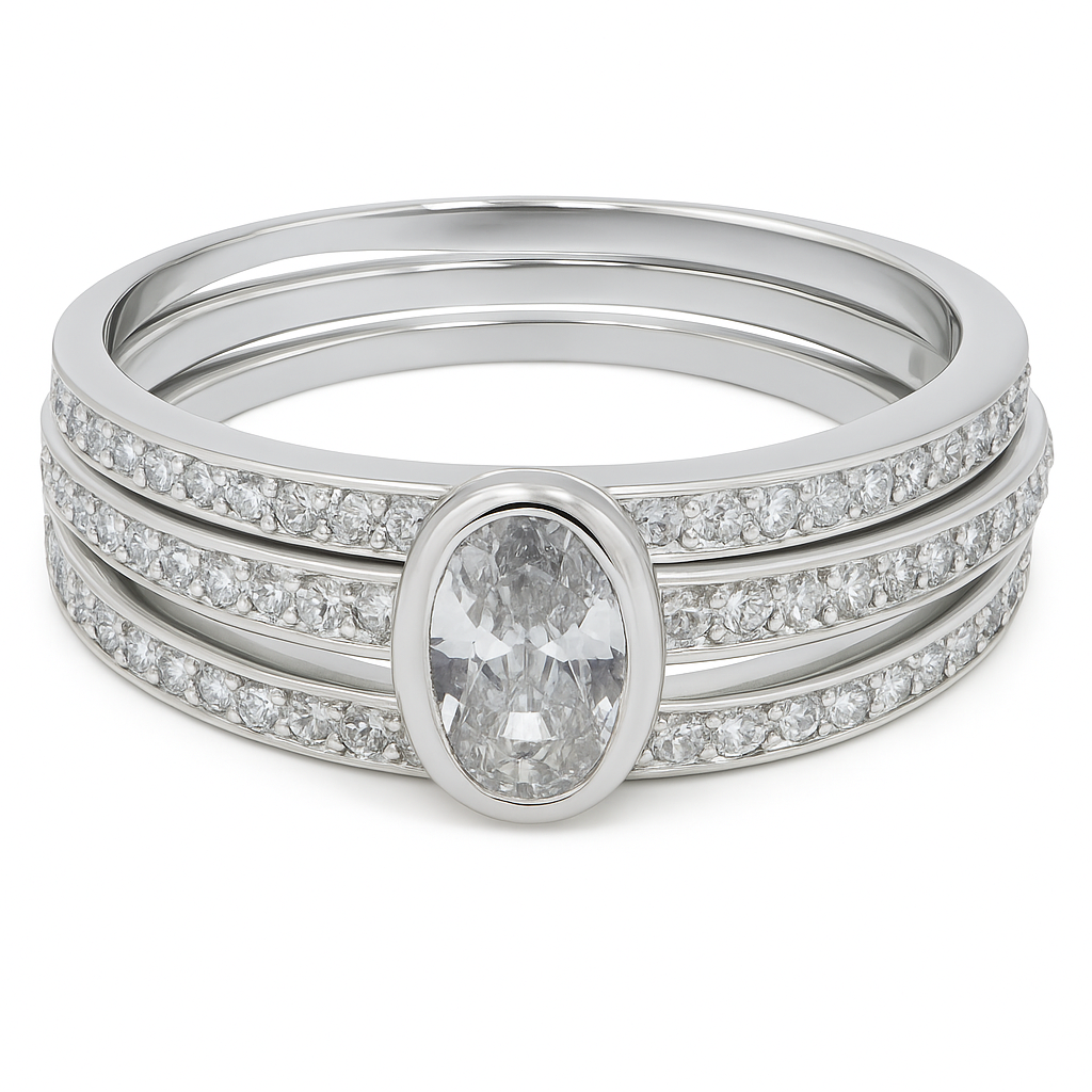 Cubic Zirconia Stacking .925 Sterling Silver Ring