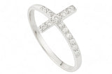 Cross Cubic Zirconia Sterling Silver Ring