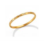 Stainless steel Gold Cubic Zirconia Geometric Trend Band Bangle