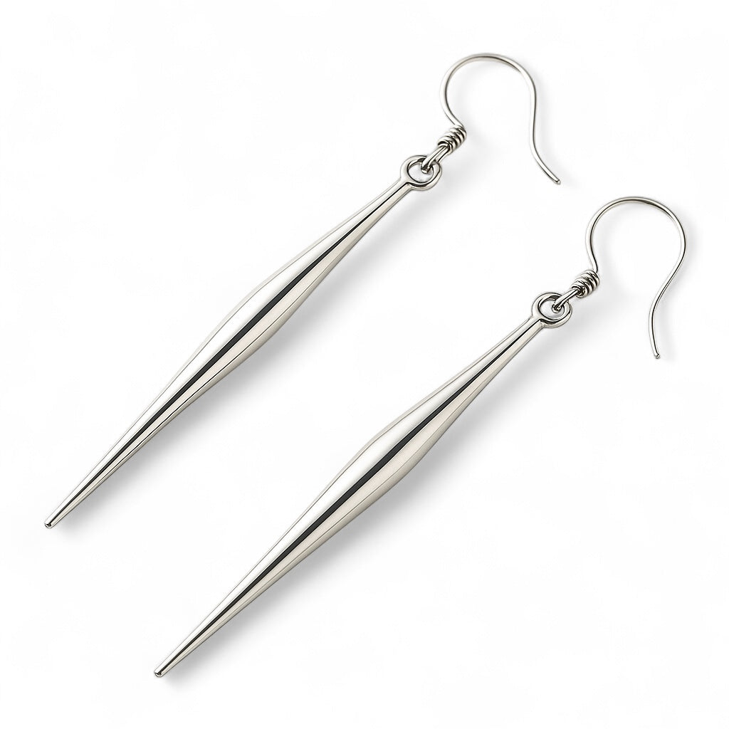 Pointed Bar Sterling Silver Earrings