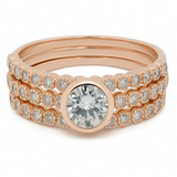 Rose Gold Plated Cubic Zirconia Stacking 925 Sterling Silver Ring