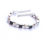 Green Quartz & Pearl Sterling Silver Bracelet