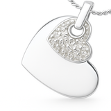 Heart Double Cubic Zirconia Sterling Silver Pendant