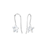Silver 6mm Star Cubic Zirconia Silver Earrings