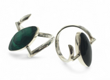 Malakite or Onyx Swivel Sterling Silver Ring