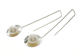 Pearl Geometric Sterling Silver Drop Earrings
