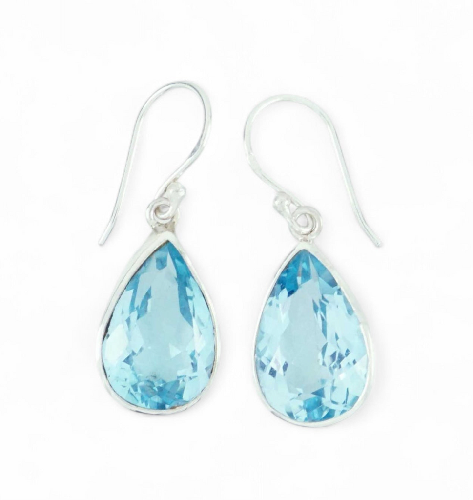 Blue Topaz Sterling Silver Drop Earrings