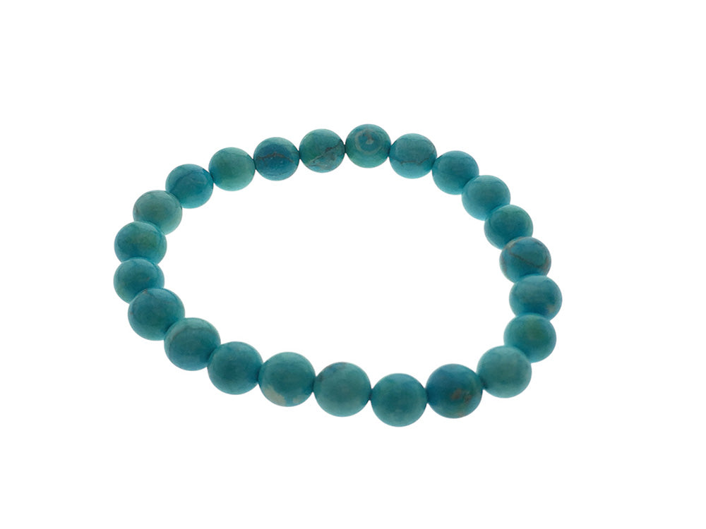Crystal Blue Howlite Round Bead Bracelet