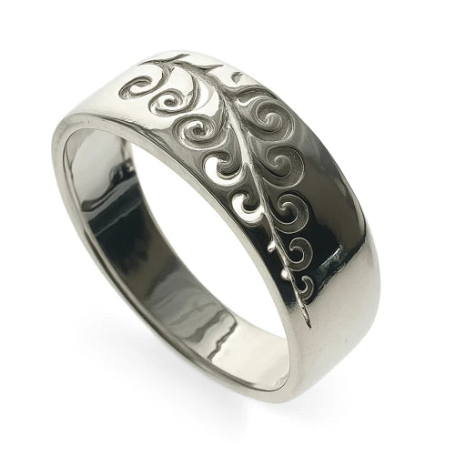 Open Cutout Fern Sterling Silver Band