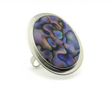 Paua Oval Sterling Silver Framed Ring