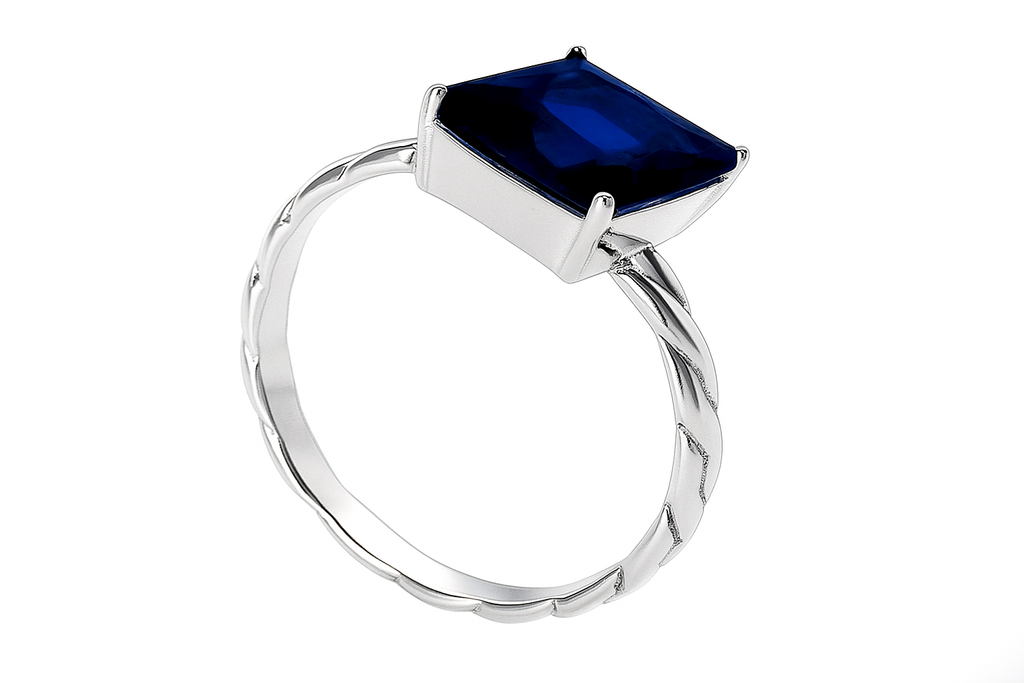 Blue Stone .925 Sterling Silver Stackable Ring
