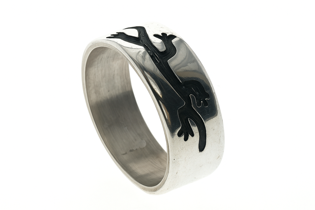 Oxidised Lizard 7mm Sterling Silver Band