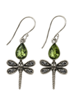 Peridot .925 Sterling Silver Dragonfly Earrings