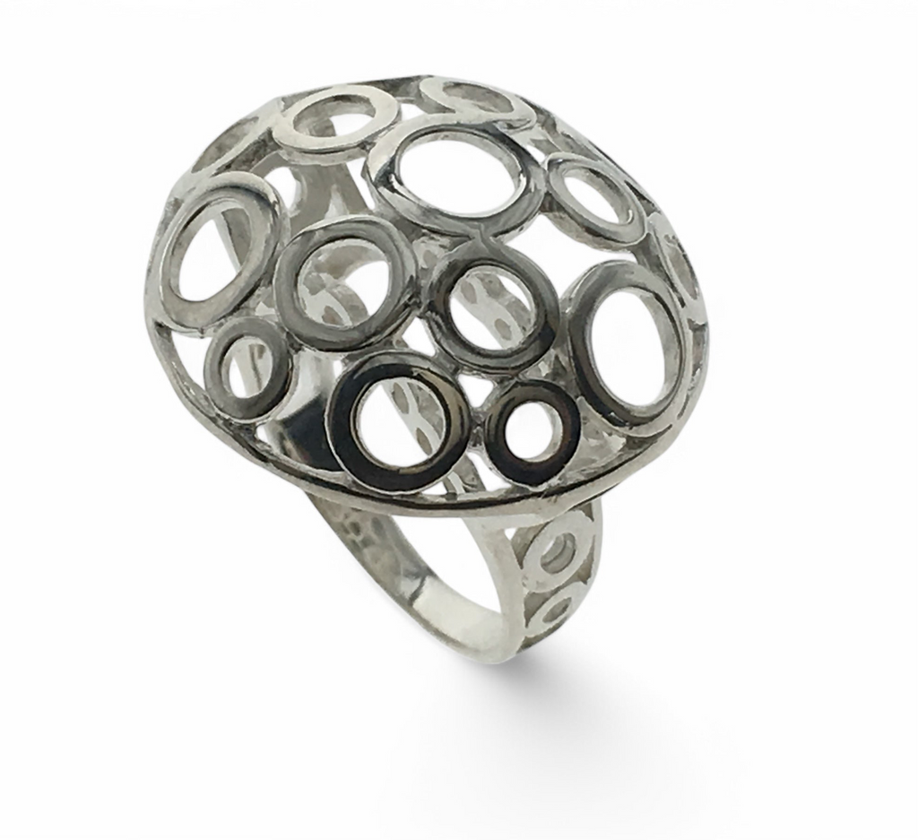 Circled Top Mushroom Sterling Silver Ring