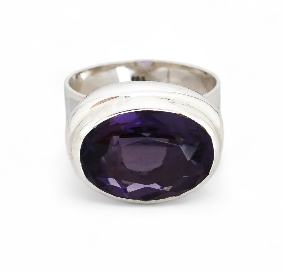 Amethyst Oval Sterling Silver Ring