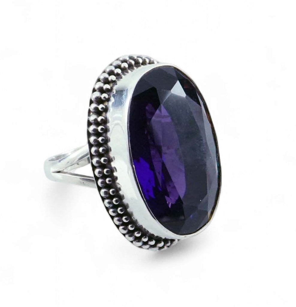 Amethyst Sterling Silver Oval Ring