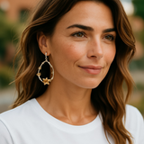 Gorgeous Teardrop Decorated Frame 18K Flash Gold Flower