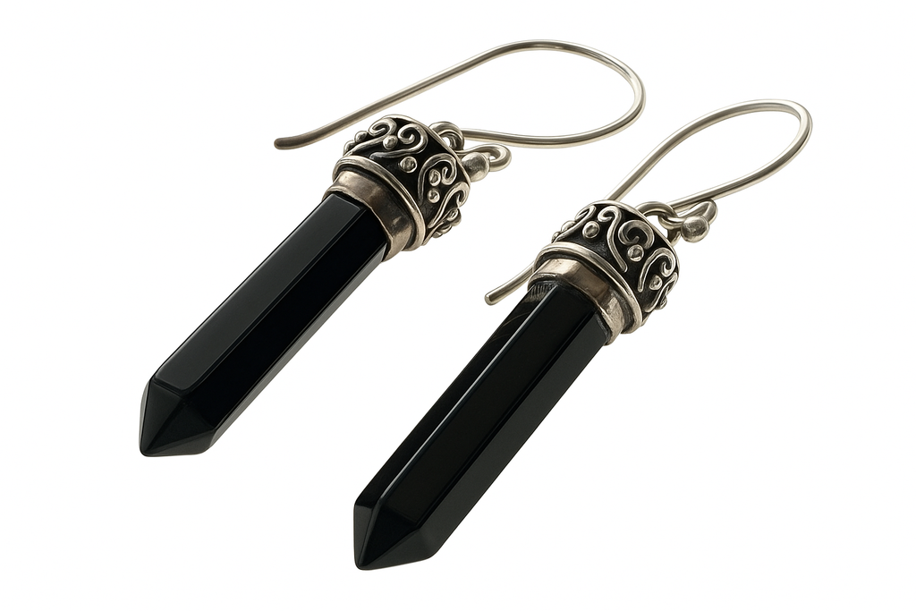 Black Agate Sterling .925 Silver Earrings