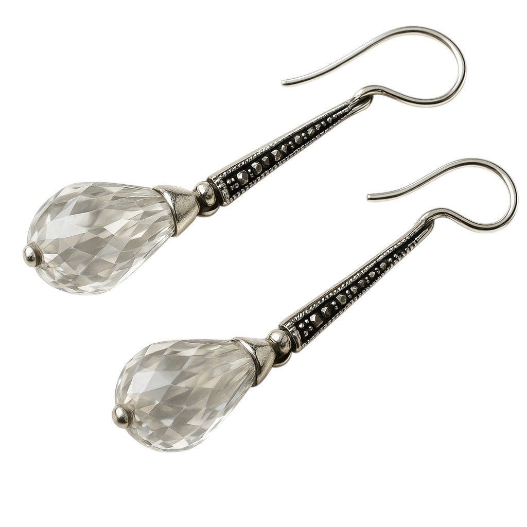 Crystal Faceted .925 sterling silver earring