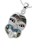 Paua Tiki Head Sterling Silver Charm Pendant