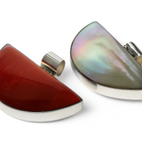 Red Coral Mother of Pearl Sterling Silver Pendant