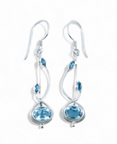 Blue Topaz Designer Drop Sterling Silver Earrings