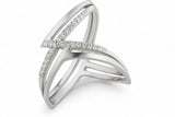 Cross Cubic Zirconia Midi Sterling Silver Ring