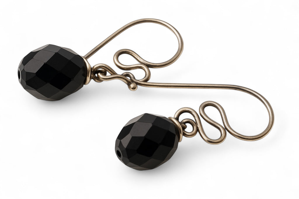Onyx Squiggle .925 Sterling Silver Drop Earring