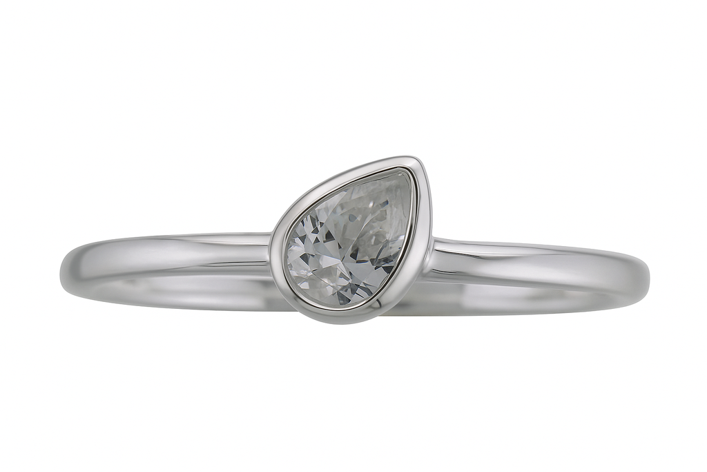 Cubic Zirconia Petal .925 Sterling Silver Stackable Ring