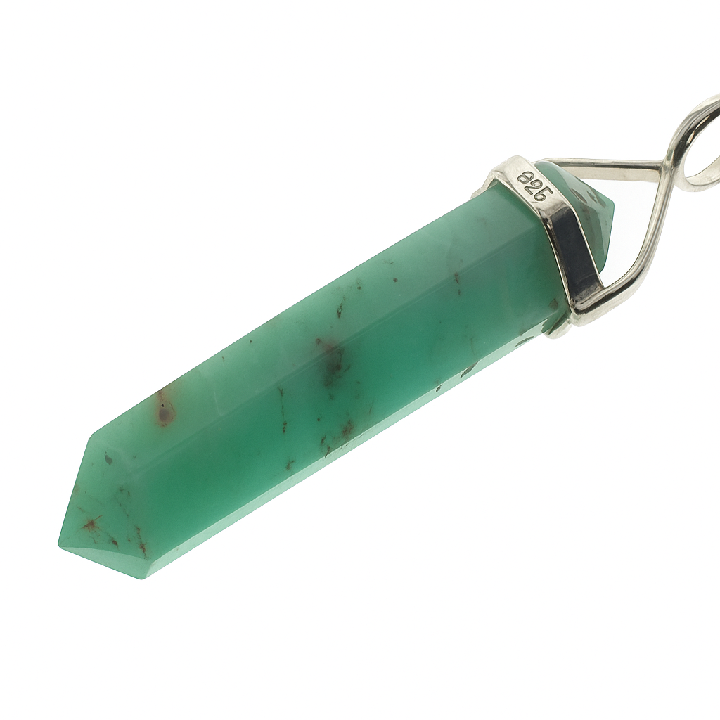 Crystal Chrysoprase Double Terminated Sterling Silver Pendant