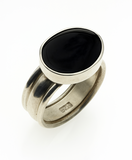 Onyx Dual Band Sterling Silver Ring