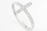 Cross Cubic Zirconia Sterling Silver Ring