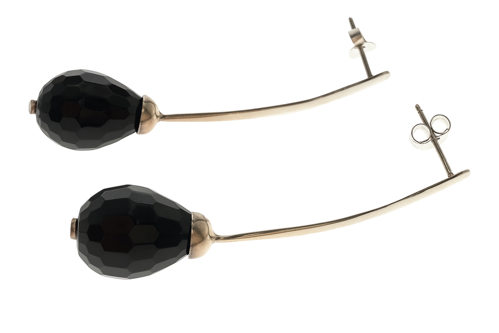 Onyx Faceted .925 Sterling Silver Drop Earring