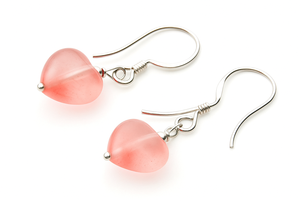 Pale Pink Heart .925 Sterling Silver Earrings