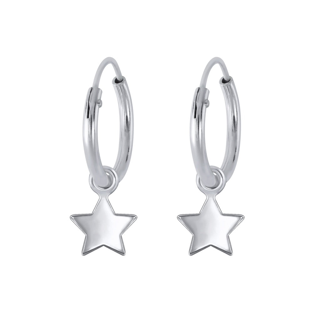 Silver Star Charm Huggie Earrings